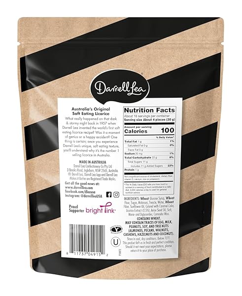 DARRELL LEA AUSTRALIAN LICORICE BIG BAG, ORIGINAL BLACK FLAVOR, SOFT & CHEWY DELICIOUS CANDY, 20 OUNCE BAG (PACK OF 1)