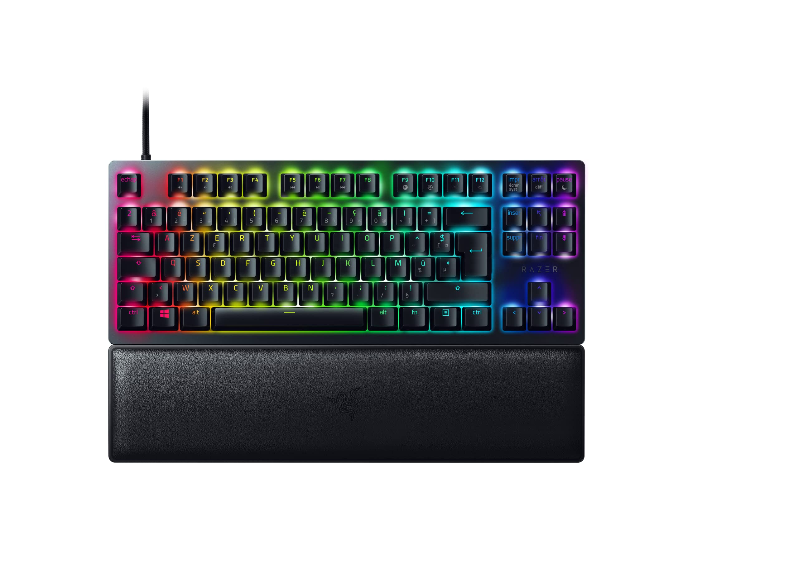 Razer Huntsman V2 Tenkeyless (Purple Switch) - Numpadless Optical Gaming Keyboard (Razer Sound Optical Switches, Detachable Type-C Cable, Ergonomic Wrist Rest) AZERTY Keyboard | Black