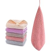 Small Towels with Hanging Loop, Hand Dry Towels for Kitchen & Bathroom, Super Absorbent, Soft, Machine Washable Towel Fast Drying, Set of 5