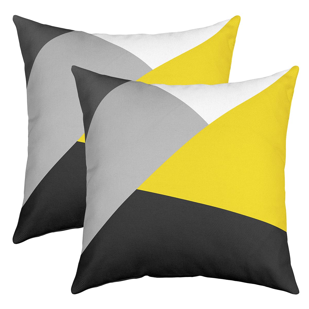Loussiesd Set of 2 Strip Lines Throw Pillow Covers Geometric Grey Yellow Black Cushion Case for Home Living Room Decor Reversible Abstract Art Decorative Throw Cushion Case 18x18 Inch — image 1