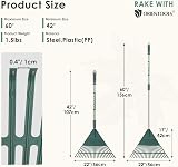 Garden Leaf Rake Adjustable 107-153cm 22 Tines Plastic Head view 2