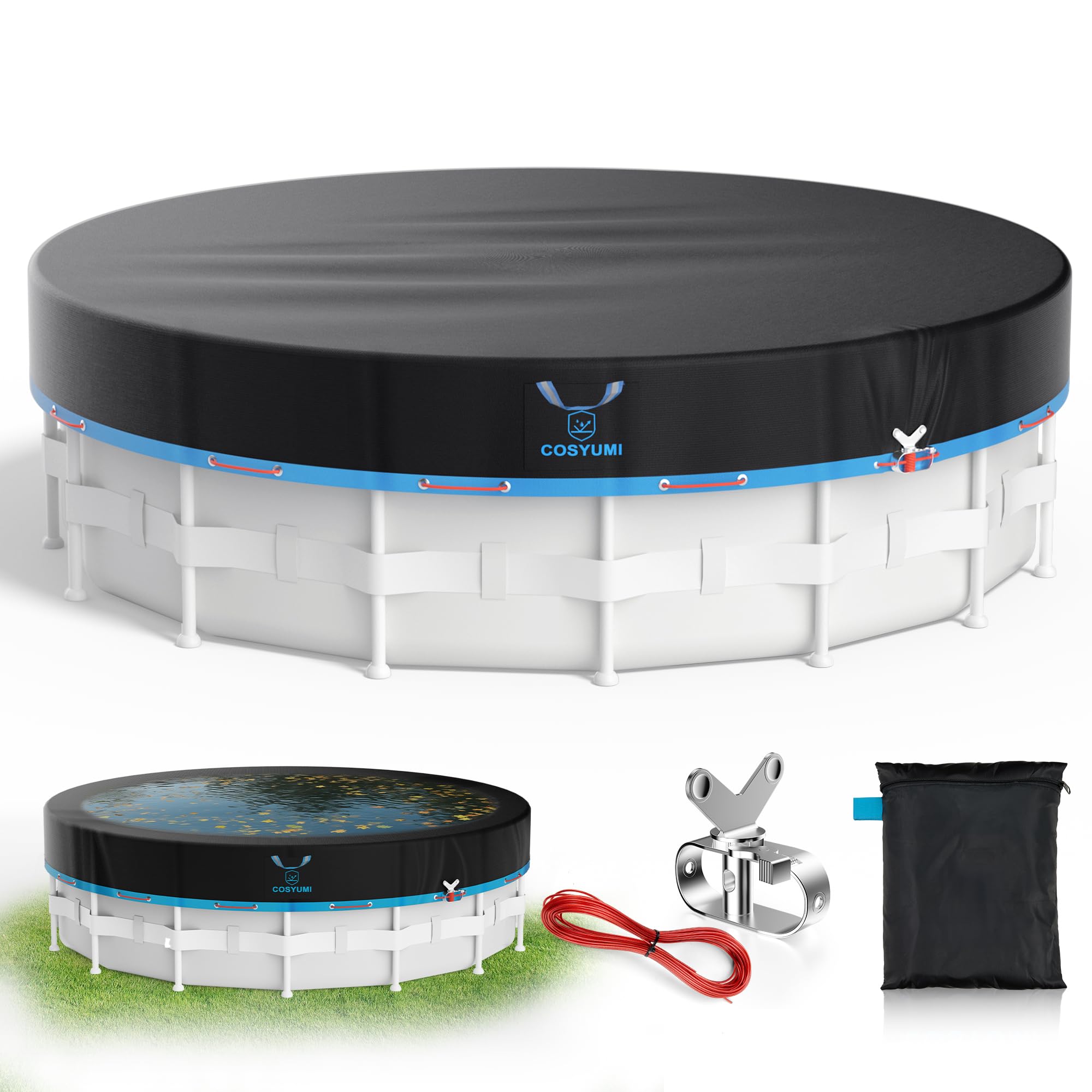 Photo 1 of 8ft Round Pool Cover, Stock Tank Pool Cover with Winch & Cable, 420D Oxford Fabric for All Season Use - Tear Resistant, UV & Dust Proof