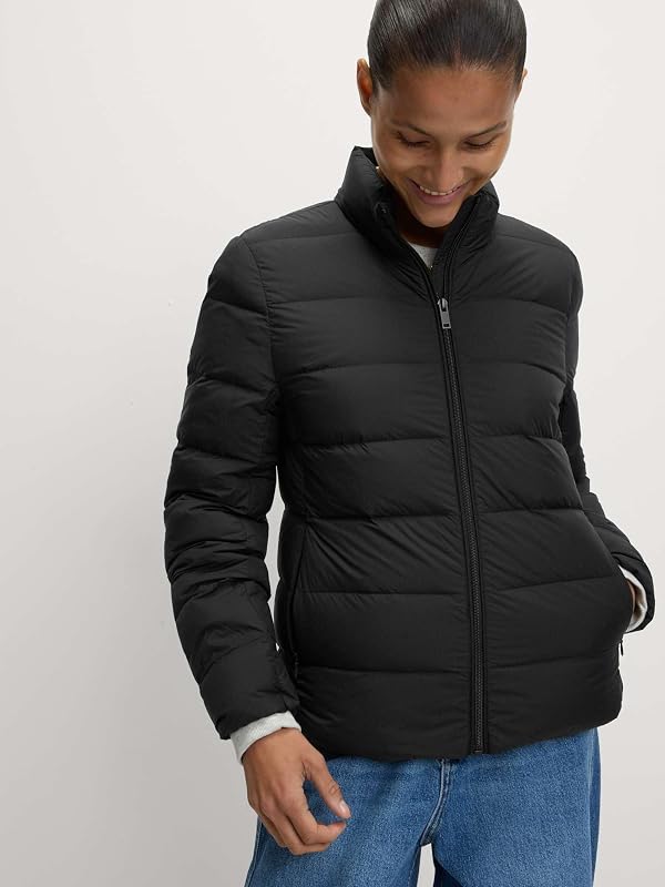 Chaqueta acolchada de guardado fácil con plumas y plumón Negro UK 18 (EU 46)