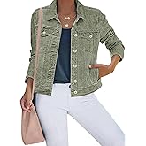 luvamia Women's Basic Button Down Stretch Fitted Long Sleeves Denim Jean Jacket