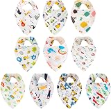Lanjue Baby Bibs 10 Pack Bandana Dribble Bibs Adjustable Snaps Cotton