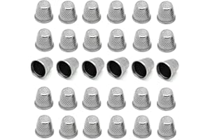 LGEGE 30PCs silver toned Vintage DIY Crafts Metal Sewing Thimbles, Sewing Thimble (Size (Approx):19mm x 18mm)