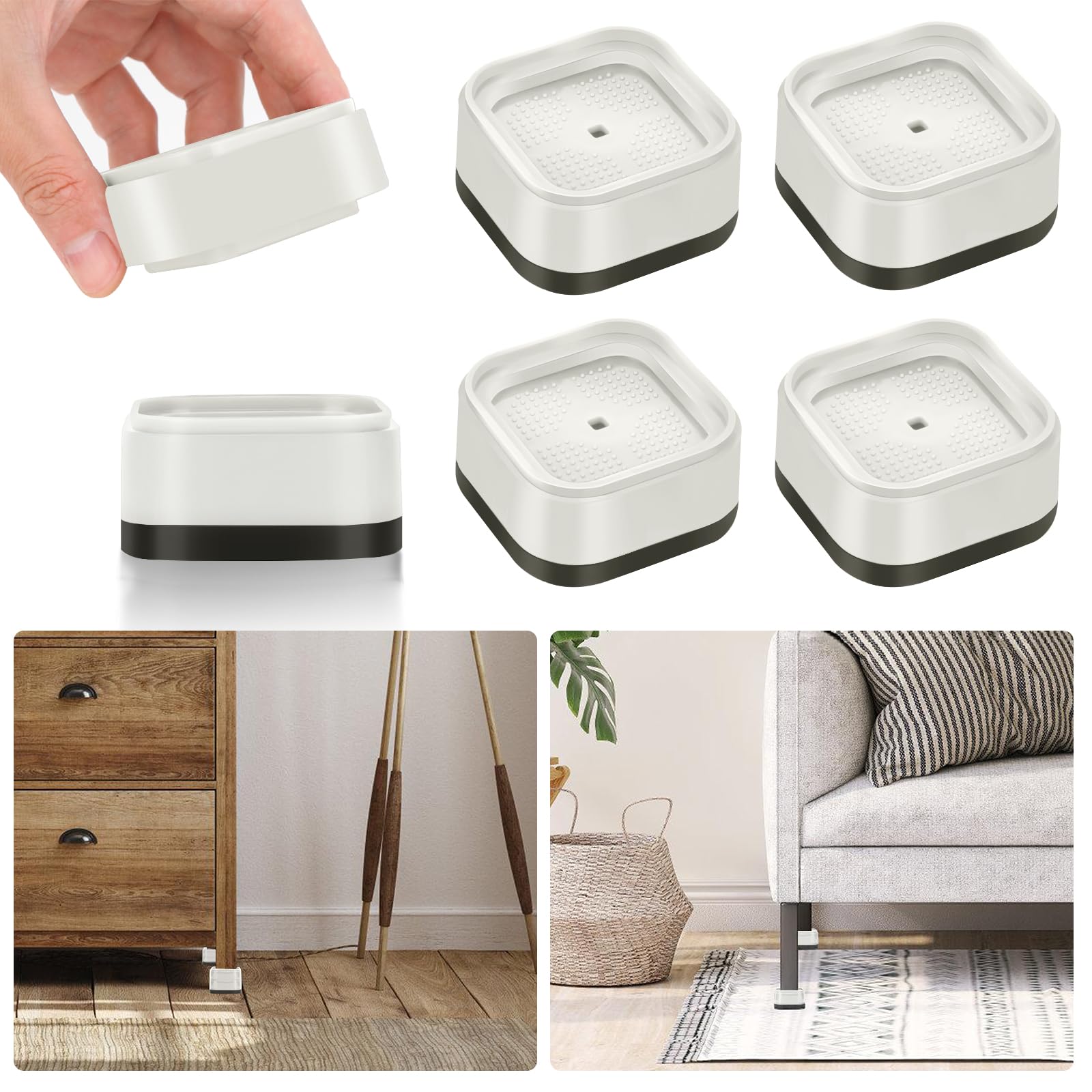 Yookwutar 4 Pack Furniture Risers 1 Inch, Adjustable Bed Risers Heavy ...