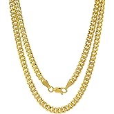 SHOP WGS Italian 14K Solid Yellow Gold Cuban Link Curb Chain Necklace for Men & Women Diamond Cut with Lobster Claw Clasp Real 14K Real Gold Chain Jewelry (2mm - 5.5MM)