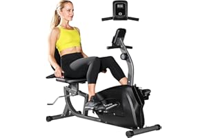 Soozier Recumbent Exercise Bike for Home, 300LB Indoor Stationary Bike for Seniors with Quiet 8-Level Magnetic Resistance, LC