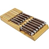Bamboo Kitchen Drawer Knife Block, In drawer Knife Holder, Knife Drawer Organizer fit for 13 knives