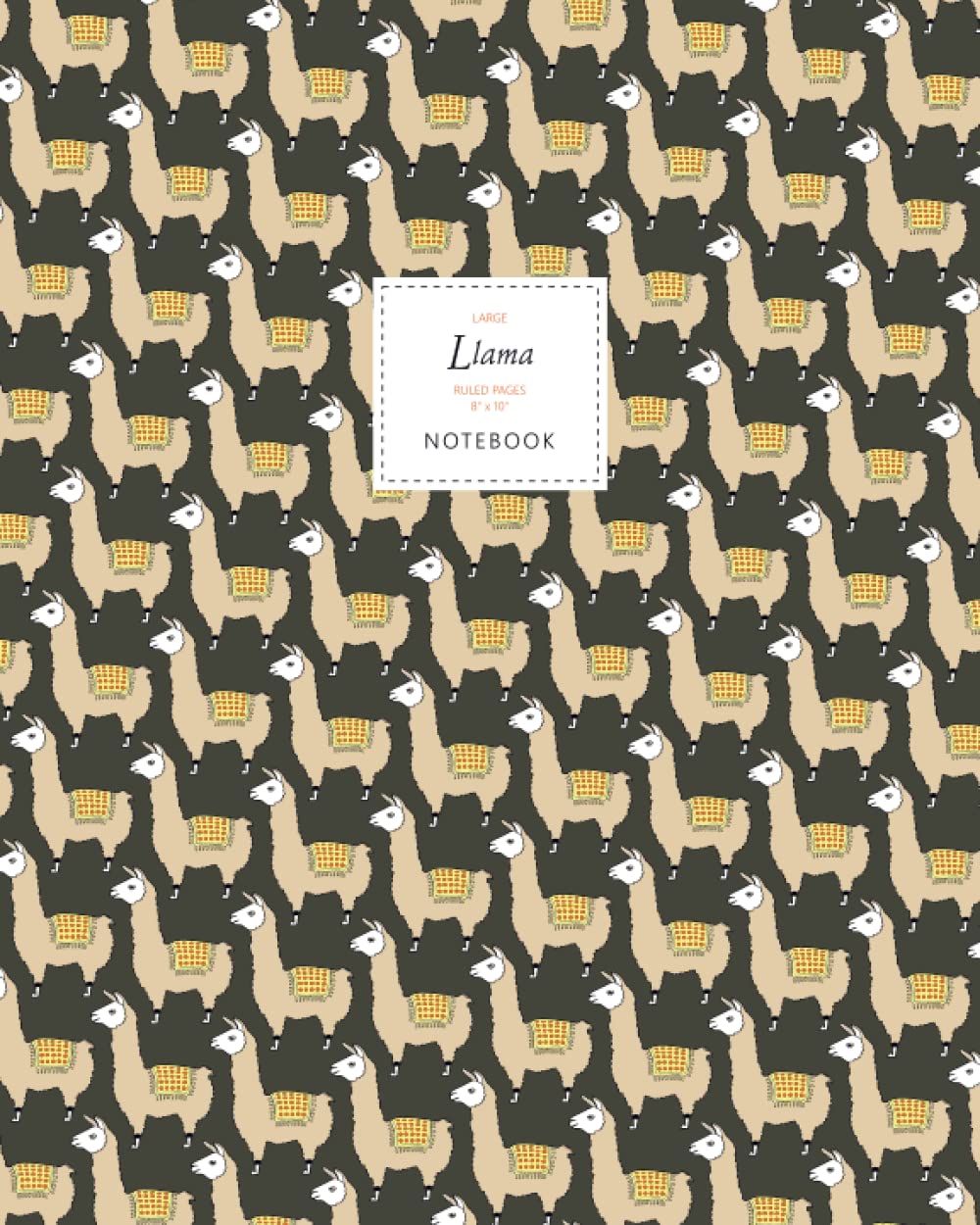 Llama Notebook - Ruled Pages - 8x10 - Premium: (Dark Edition) Fun notebook 192 ruled/lined pages (8x10 inches / 20.3x25.4 cm / Large Jotter)