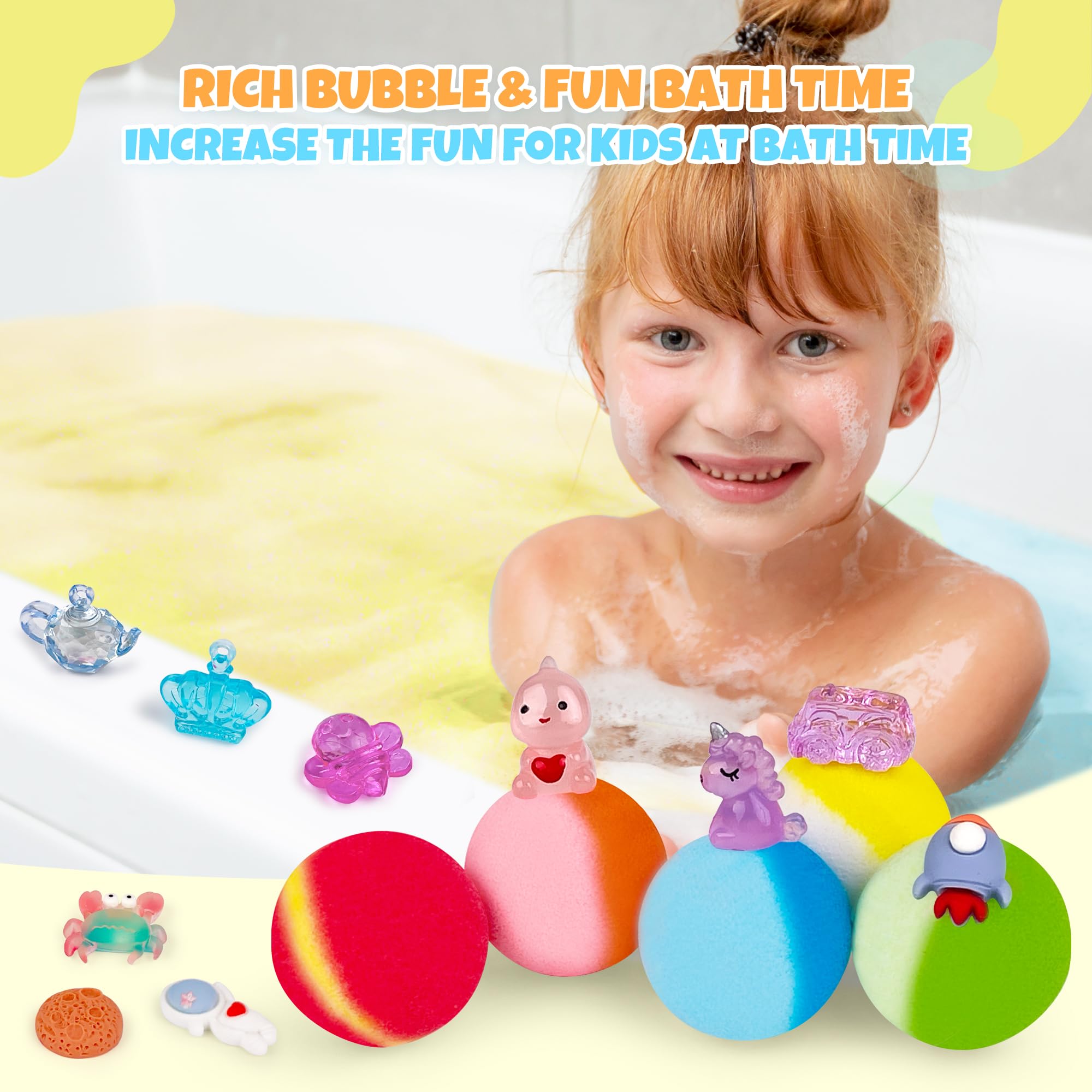 48pcs Bath Bombs for Kids with Toy Inside, Organic Colorful Bubble Bath for Kids Safe, Best Birthday, Party, Easter Bath Bombs Gift Set for Girls and Boys