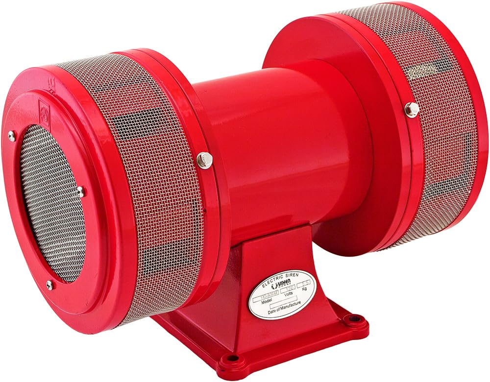 Vixen Horns Extra Loud Air Raid Siren - Industrial Alarm Heavy Duty Electric Motor 120V, Fire Tornado Siren Horn (Omnidirectional, 125 dB, Range 2600 ft)