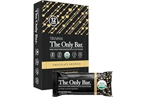 Truvani Plant Based Snack Bars | Chocolate Brownie 12 Pack | 7g Protein | USDA Organic and Vegan | The Only Bar | Dairy, Soy, and Gluten Free | Individually Wrapped