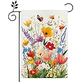 Spring Floral Garden Flag Colorful Flower Wildflowers Welcome Yard Outdoor Flag Double Sided 12x18 Inch