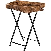 HOOBRO TV Tray Table, Folding Table with Removable Serving Tray, Stable TV Tray Snack Table for Small Space, Portable End Tab