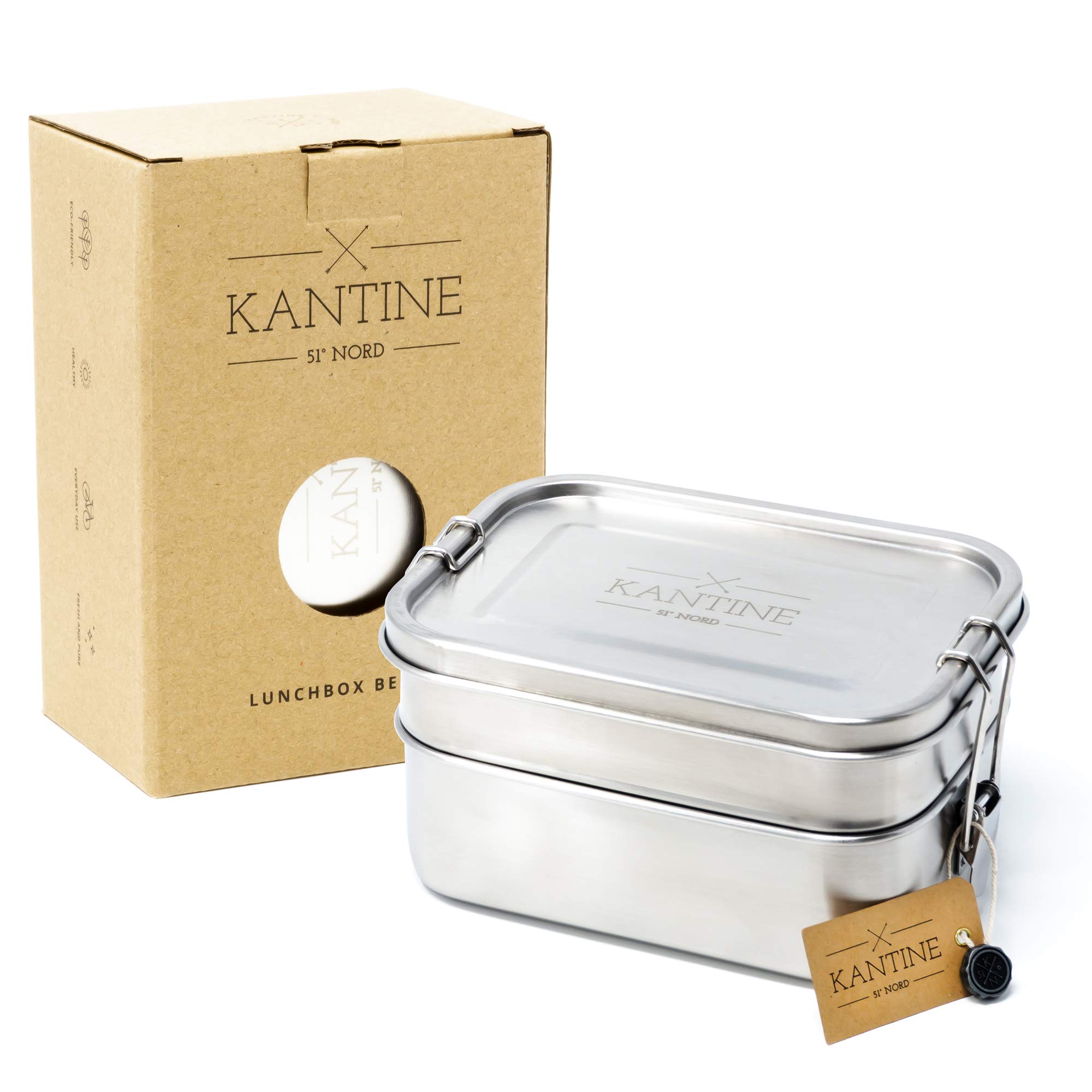 Kantine 51° Nord ® Bento Lunch Box 1200 ml Stainless Steel with 2 Compartments