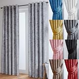 John Aird Crushed Velvet Eyelet Curtains Silver 66W x 72L Pair