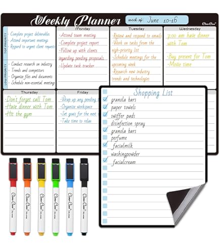 thumbnail image 2 of Magnetic Dry Erase Chore Chart & Weekly Calendar Set - Fridge Organization Board With Markers 2 of 9
