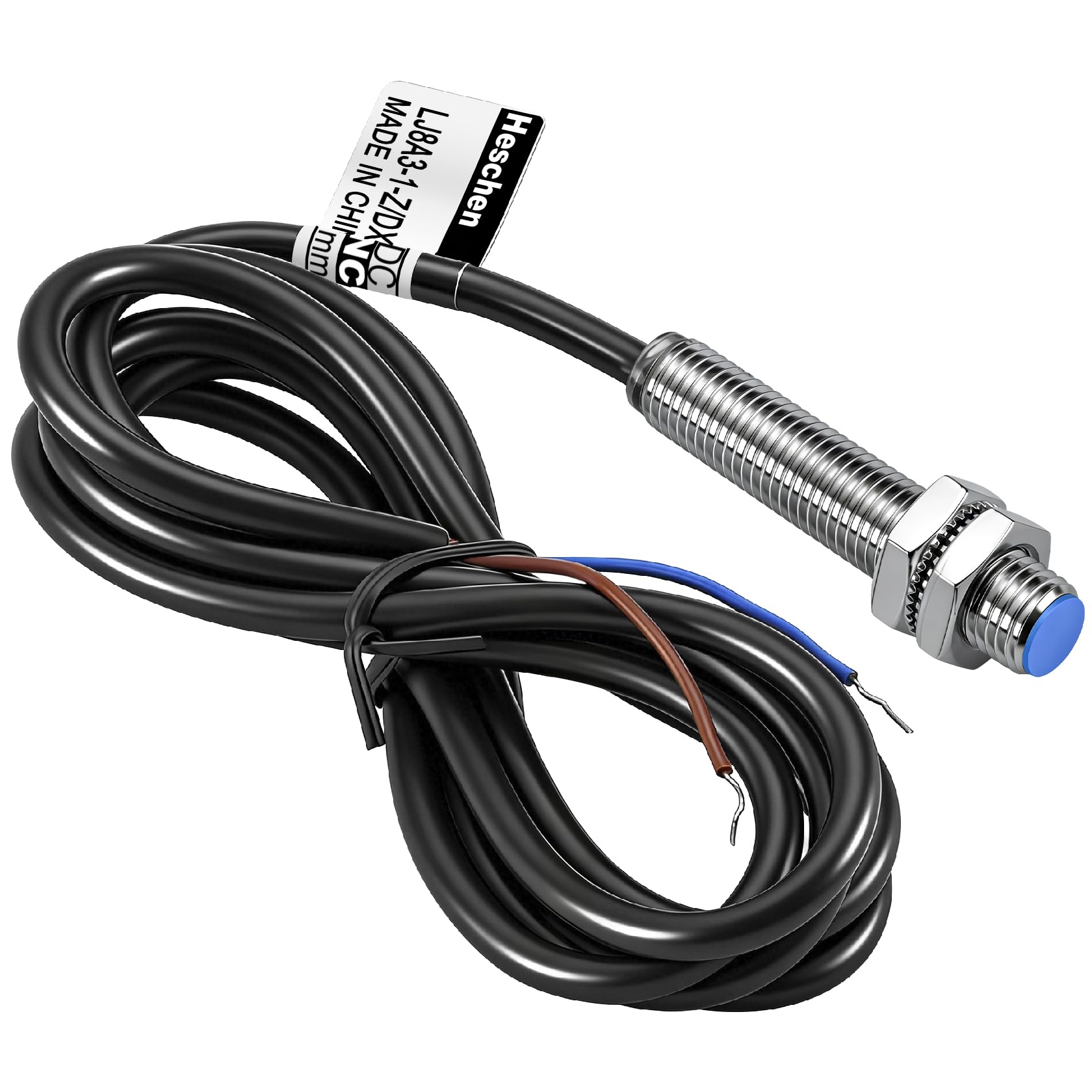 Heschen M8 Inductive Proximity Sensor Switch, Shield Type, LJ8A3-1-Z/DX, Detector 1mm, 10-30VDC 200mA, Normally Closed(NC), 2 Wire