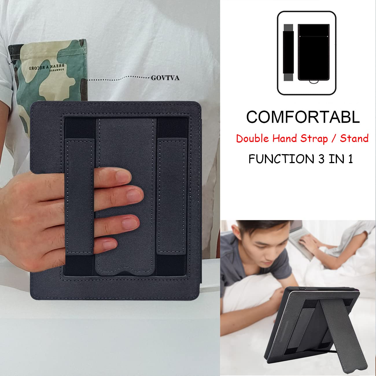 Stand Soft Case for 7 Inch Kindle Oasis (10th Generation, 2019 Release and 9th Generation, 2017 Release) with Double Hand Strap/Auto Sleep & Wake/Magnetic Closure (Jungle Flower)