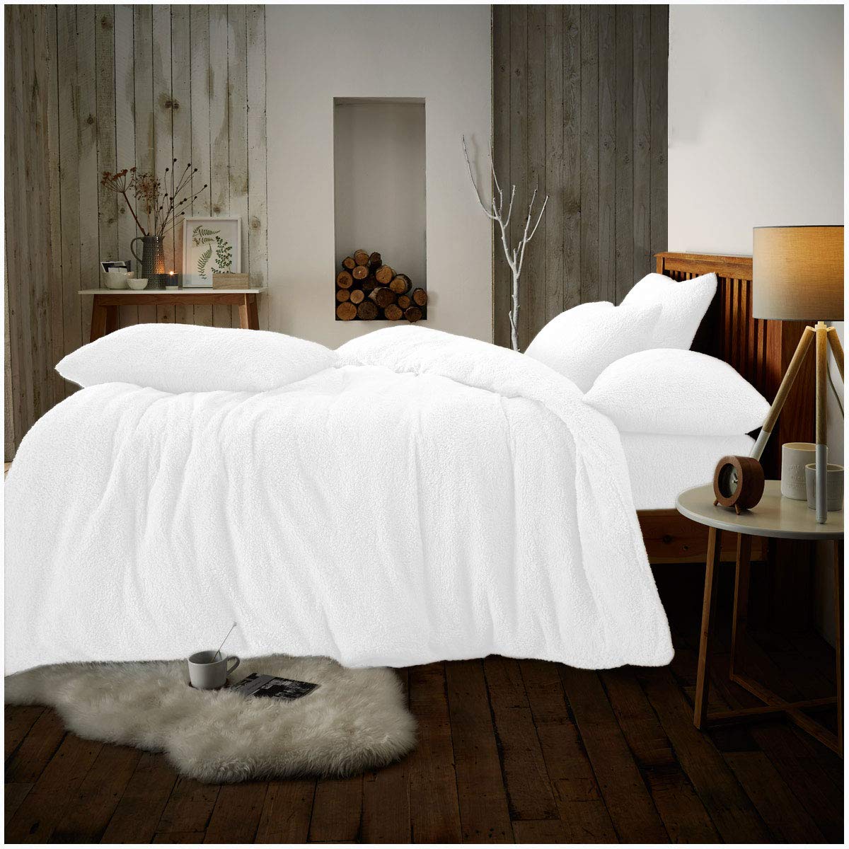 GC GAVENO CAVAILIA Bedding Sets, Warm & Cozy Quilt Covers, Snuggle Thermal Super King Duvet Set, Fluffy Comforter, White