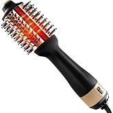 HIPPIH Infrared Blow Dryer Brush - 4 in 1 Hair Dryer Brush for Home Salon | Hot Air Brush for Anti-frizz Drying &amp; Styling, Negative Ionic Women Blowout Brush with Oval Barrel for Smooth