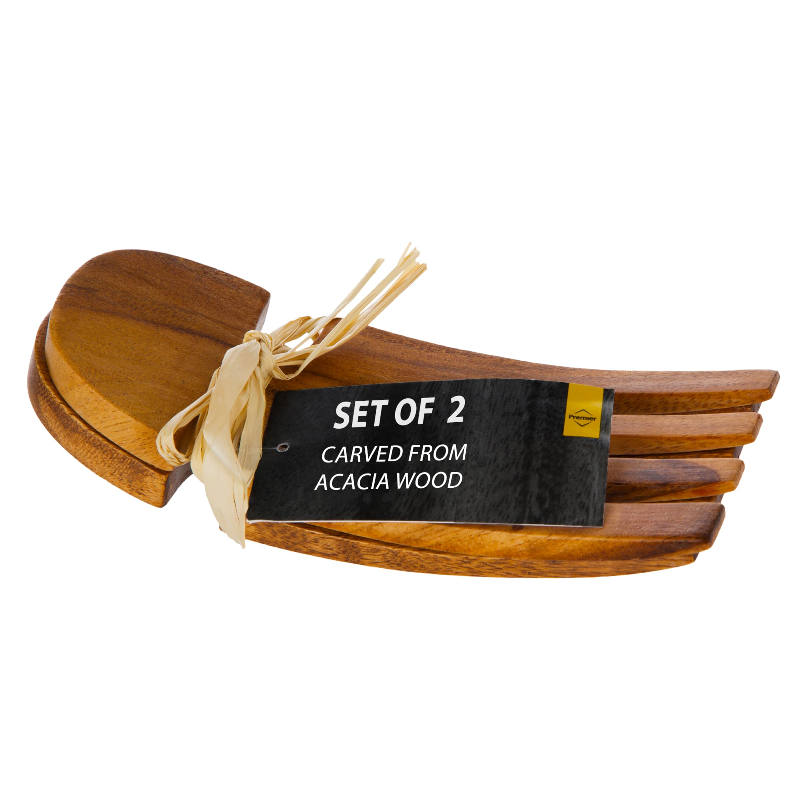 Premier Housewares Acacia Wood Salad Servers, Brown