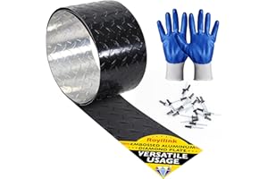 Royilink Embossed Aluminum Diamond Chekcer Plate Sheet Metal – Black, 6" x8 FT Roll – Perfect for Trailer Stone Guard, RV Wall Panel & DIY Projects