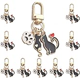 PHAETON 10PCS Cute Cat Charm Keychain Kitty Keychain Gift Cat Themed Decorations Kitty Keyring Accessories for Backpack Bag