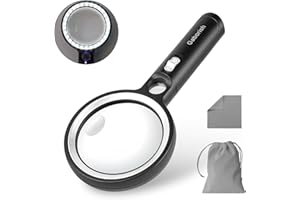 GABORISH Magnifying Glass with 30 LED Lights, 10X 20X 45X Handheld Illuminated Lighted Magnifier with 1UV Light for Seniors Reading, Inspection, Coins, Jewelry, Exploring Light Magnifying Glass