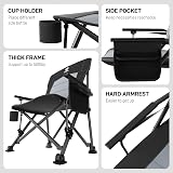 EVER ADVANCED Oversized Folding Camping Chair with Lumbar Support Black view 7