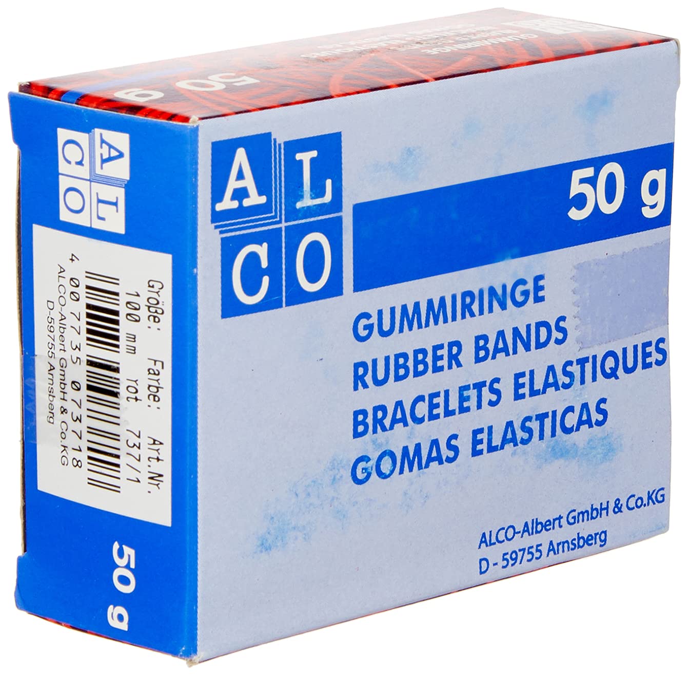 ALCO-Albert 737/1 Rubber Rings Diameter 100 mm Box of 50 g Red