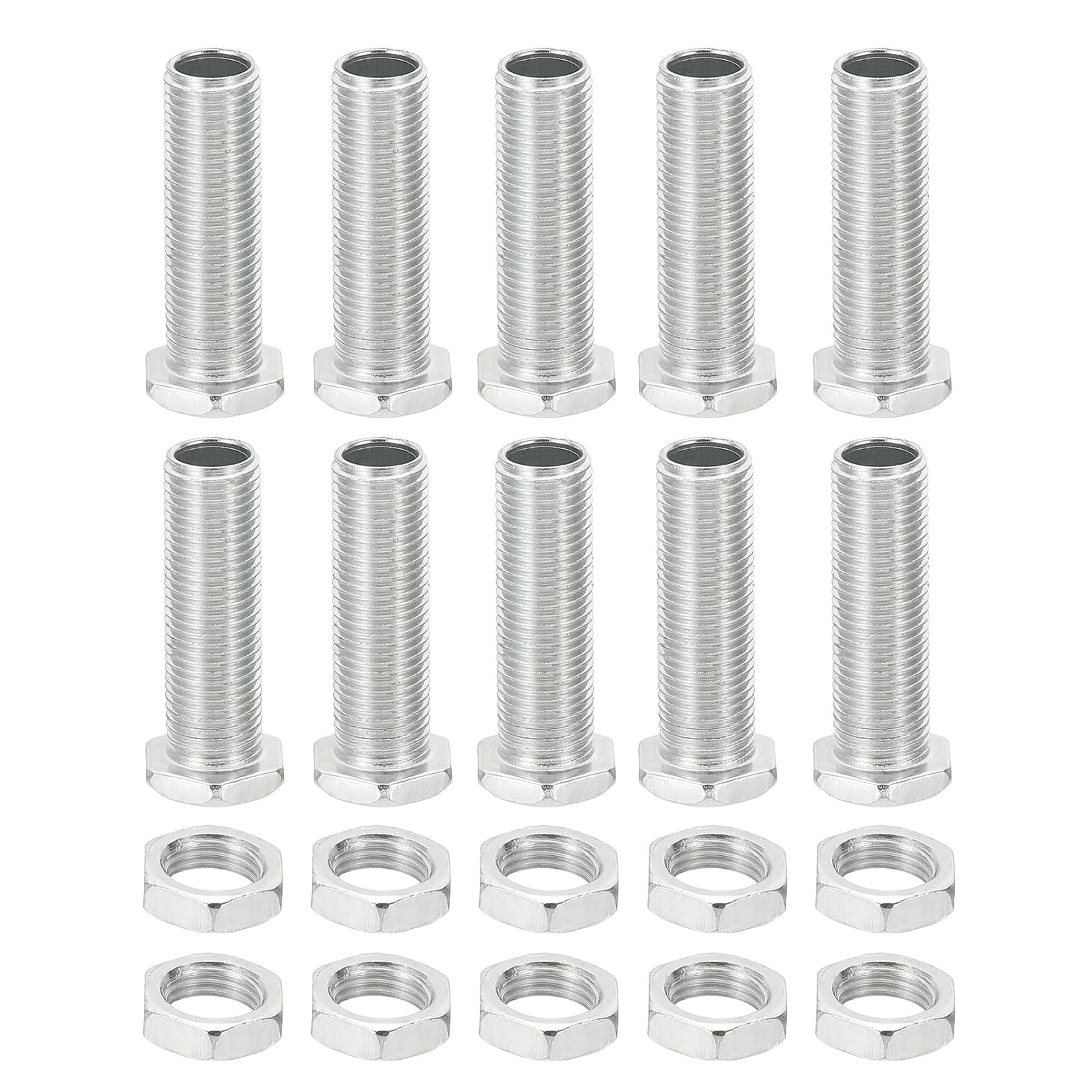 PATIKIL M10x35mm Hex Bolts and Nuts Kit, 10 Set Fine Thread Hollow Screws Assortment Hexagon Head Screw Through Hole Bolt Chandelier Fasteners