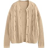 LILLUSORY Women's Cardigan Sweaters Cable Knit Crochet Cotton Fall Jackets Button Up Chunky Trendy Outfits