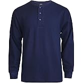 Men's Waffle Knit Thermal Henley Shirt - Long Sleeve Casual Top