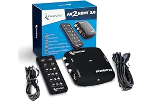 ClearClick AV to HDMI Converter 3.0 (Third Generation) - 1080P RCA or S-Video to HDMI Upscaler - with Remote Control for Imag