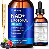 Liposomal NAD Liquid Supplement - 1500mg NAD+ Drops for Women & Men with Resveratrol & Nicotinamide Riboside, PQQ, Collagen & Turmeric for Anti-Aging & Longevity, Cellular Energy Health, 2 Fl Oz