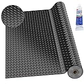 ZERITO 3mm Thin Diamond-Plate Rubber Flooring Roll, 2X 4 ft Waterproof Anti Slip Mat, Multi-Purpose Easy Clean Floor Protector for Garage, Laundry Room, Gym, Kennel