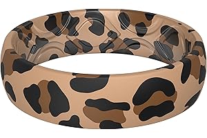 ThunderFit Silicone Rings Wedding Bands for Women, Printed Design, 1-Pack Breathable Rubber Engagement Bands, 5.5mm Wide, 1.9mm Thick