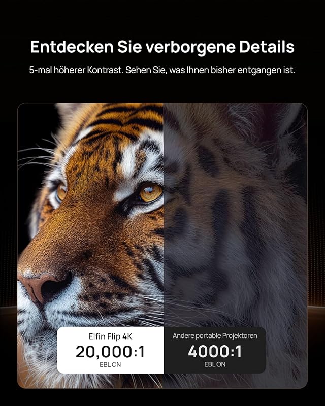 Elfin Flip 4K Beamer Heimkino, Laser Projektor Outdoor Tageslicht