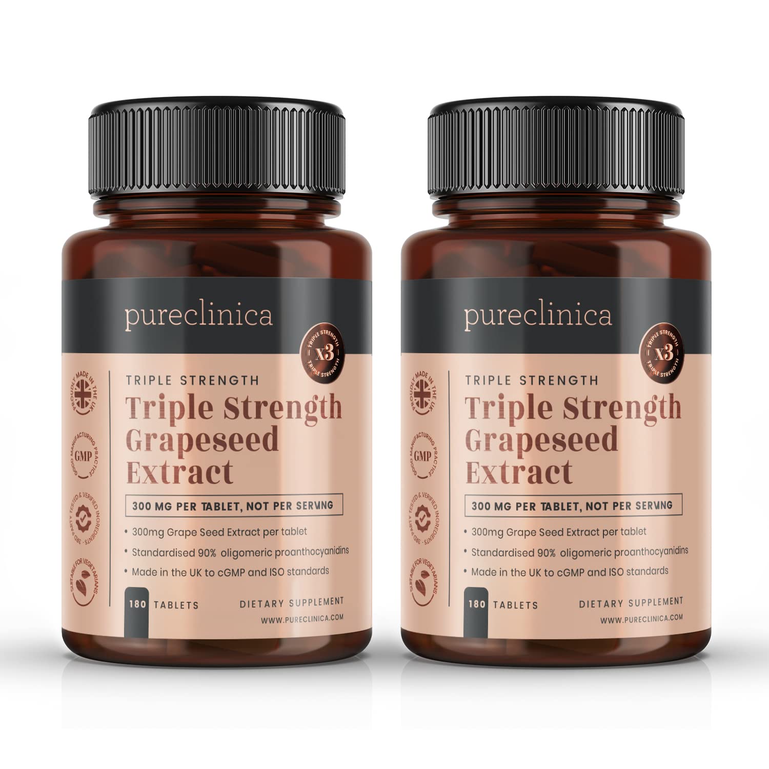 2-Pack Korean Panax Ginseng 500mg – 360 Tablets (12-Month Supply) – 10,000mg Equivalent – 8% Ginsenosides – High Strength & Standardized – By Pureclinica