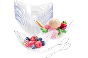 Lawei 150 Count 2 oz Mini Dessert Cups - Plastic Dessert Bolws Dessert Plates Appetizer Serving Bowls for Party, Wedding and 