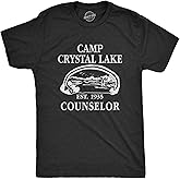 Crazy Dog Mens T Shirt Camp Crystal Lake 1980 Vintage Camping Movie Tee