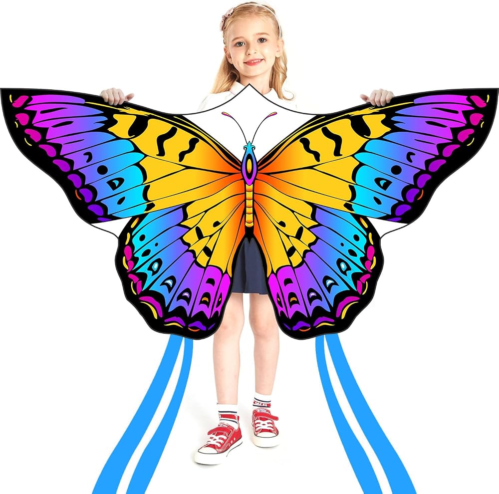 HONBO Butterfly Kite 55 x 28 Large Easy Fly Kids Adults Rainbow Kite