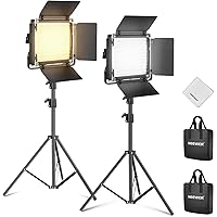 NEEWER 2 Pack Bi Color 660 LED Video Light Kit with Two 79" Tripod Stand, 3200K-5600K CRI 96+ Dimmable Panel Lighting with U 