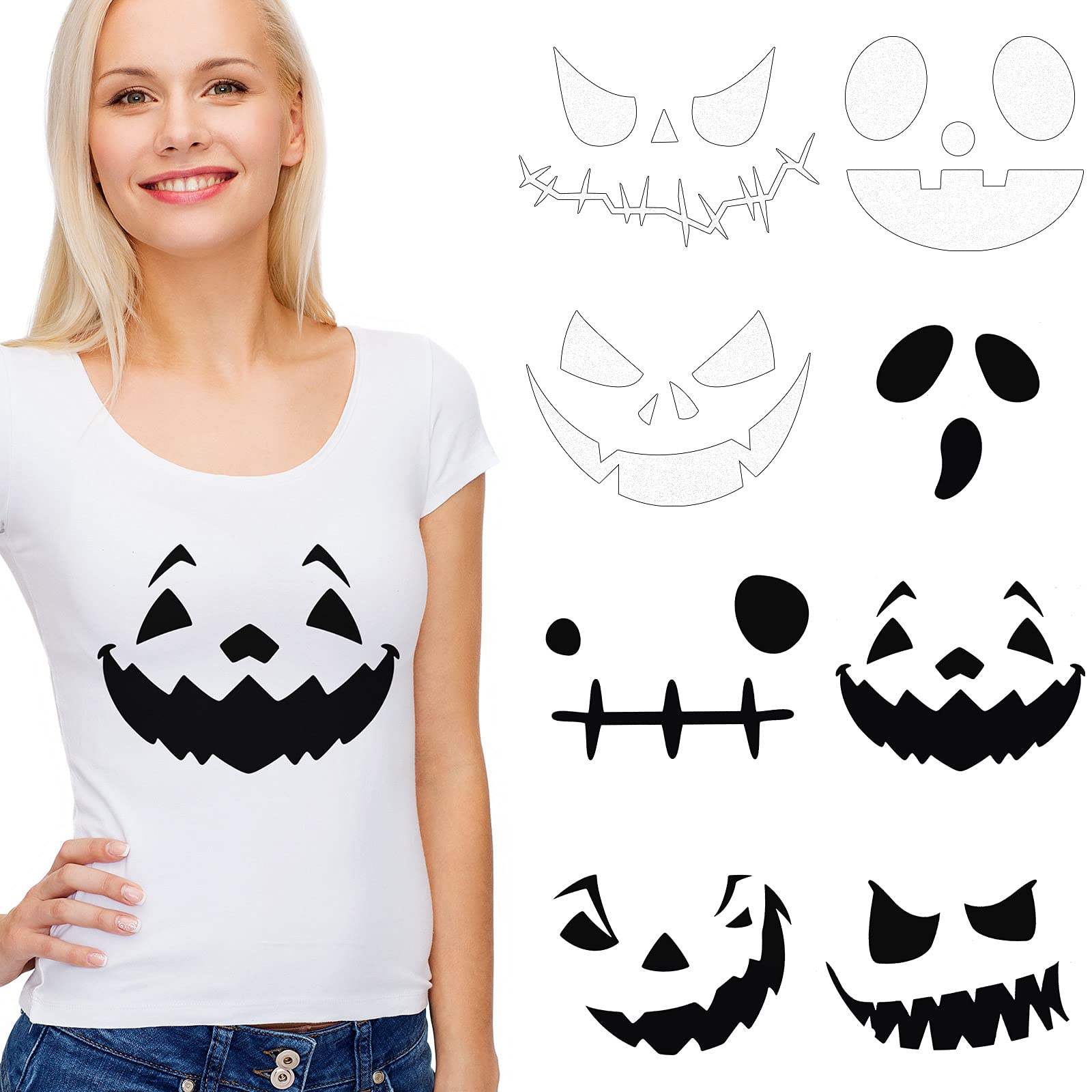 Photo 1 of Halloween Iron on Patches Grimace Heat Transfer Stickers Iron on Vinyl Grimace Decals Appliques for DIY Halloween Costume Shirt Clothes(8 Pieces)