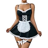 Avidlove Sexy Lingerie for Women Sexy Contrast Lace Maid Lingerie Dress Halloween Costumes Sets(5pack)
