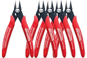 Small Wire Cutters, 5 PACK, 5 Inch Micro 170 Flush Cutter, HOUSERAN Wire Cutters Spring Loaded Cutting Pliers, Side Cutters, Diagoanl Cutters for Jewelry Making, Models, Zip Ties Plastic Wire Snips