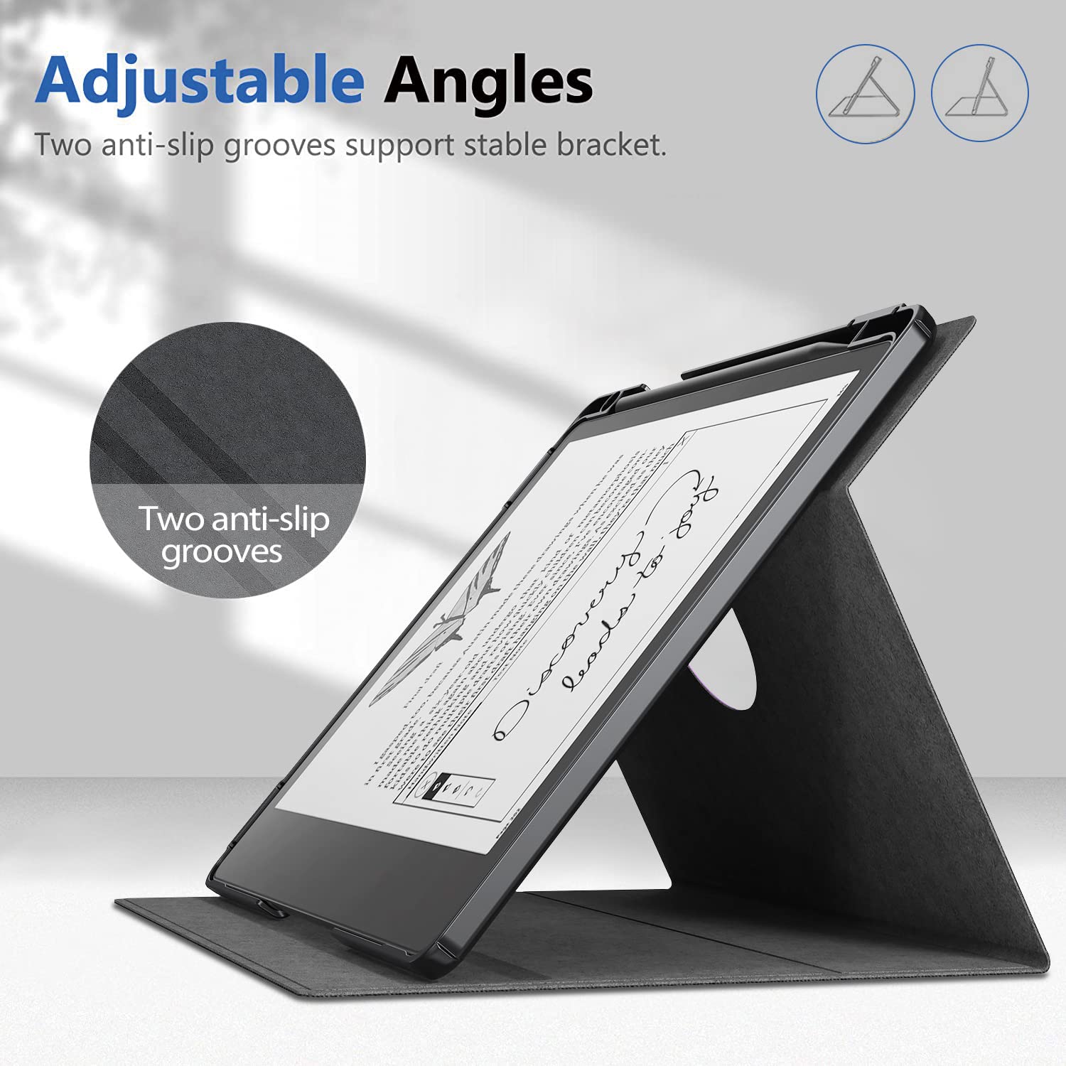 E NET-CASE Case for Kindle Scribe 10.2 inch 2024 & 2022 Released, Multi-Viewing Adjustable 360 Degree Rotating Stand Cover for Kindle Scribe 10.2”, Auto Sleep/Wake with Pen Holder, (Black)
